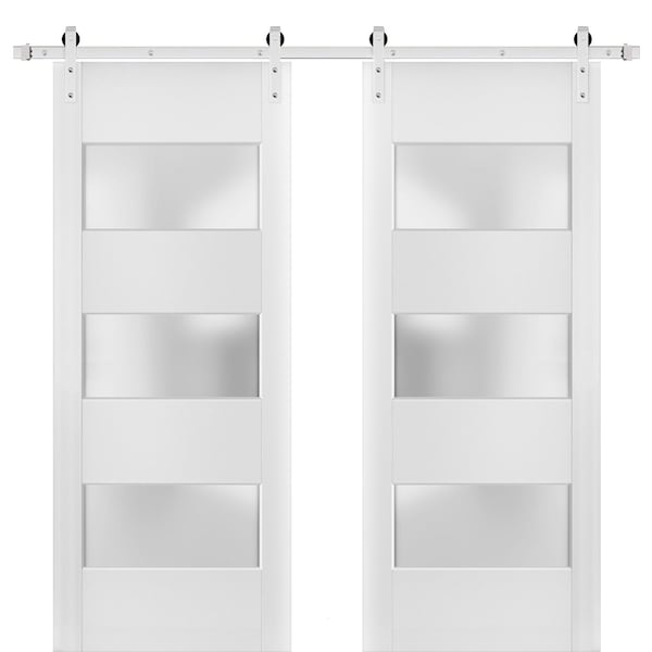 Sartodoors Double Barn Interior Door, 64" x 80", White LUCIA4070DB-S-BEM-64 - main